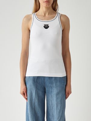 1. Women's stretch cotton tank top Black-White