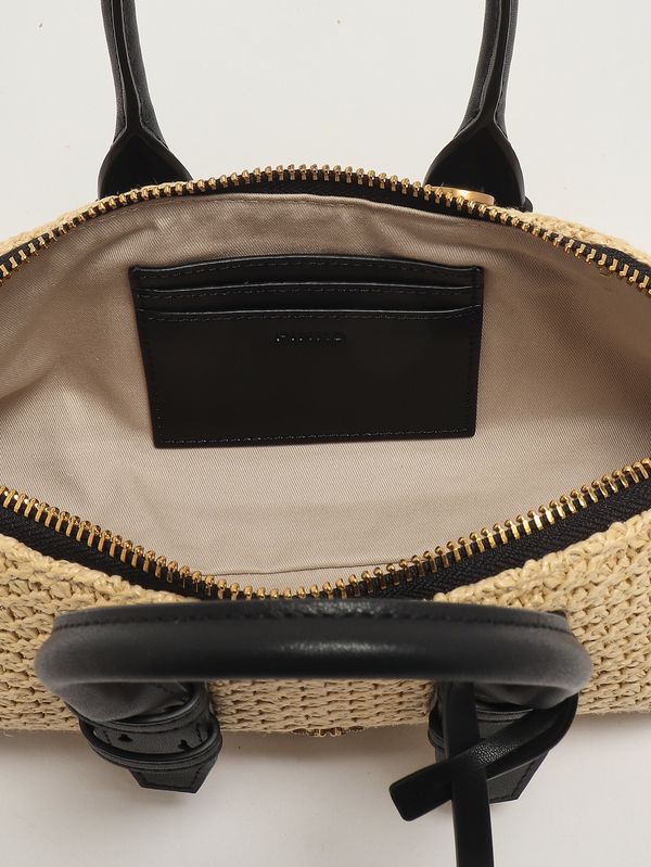 5. Women's Bowling Bag Baguette in raffia Raffia-Black Pinko 105334a1rl