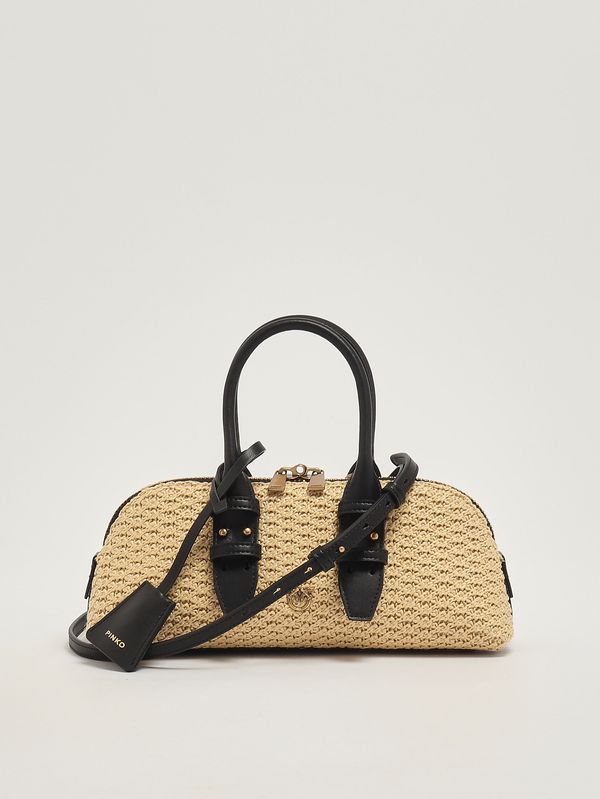 4. Women's Bowling Bag Baguette in raffia Raffia-Black Pinko 105334a1rl