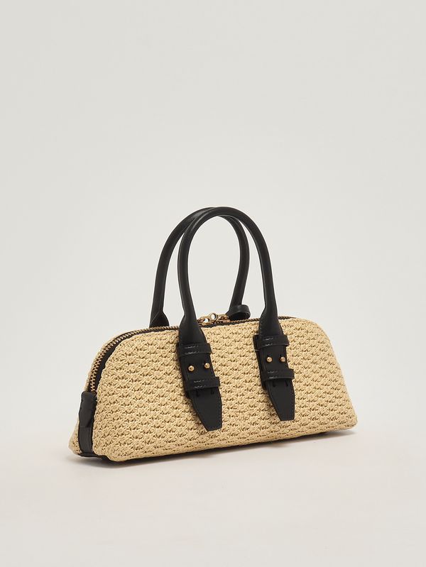 3. Women's Bowling Bag Baguette in raffia Raffia-Black Pinko 105334a1rl