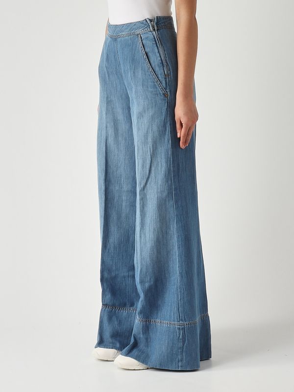 3. Damen-Jeans für den Strand aus Baumwoll-Leinen-Mischung Mittlerer Denim Pinko 106398a33j