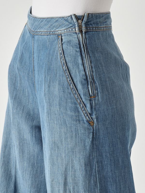 5. Damen-Jeans für den Strand aus Baumwoll-Leinen-Mischung Mittlerer Denim Pinko 106398a33j