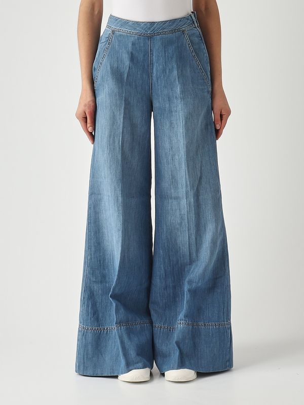 1. Damen-Jeans für den Strand aus Baumwoll-Leinen-Mischung Mittlerer Denim Pinko 106398a33j