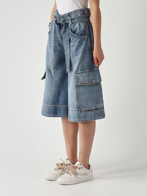 3. Bermuda donna Blonde in denim di cotone Denim Chiaro