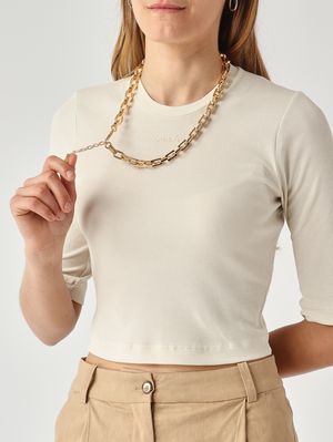 5. Kimberly Damenbluse aus Stretch-Baumwollcrêpe Beige
