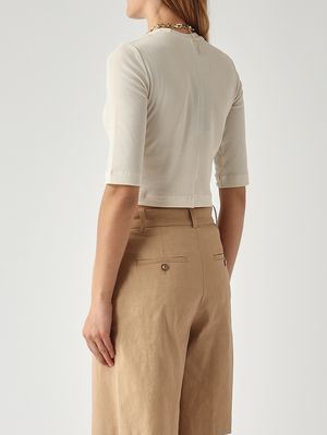 4. Kimberly Damenbluse aus Stretch-Baumwollcrêpe Beige
