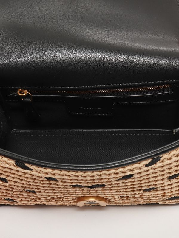 5. Borsa donna Love One Mini light in rafia Paglia-Nero Pinko 104550a1rl