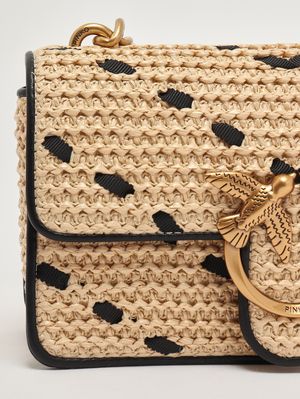 6. Borsa donna Love One Mini light in rafia Paglia-Nero