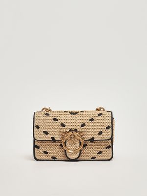 1. Borsa donna Love One Mini light in rafia Paglia-Nero