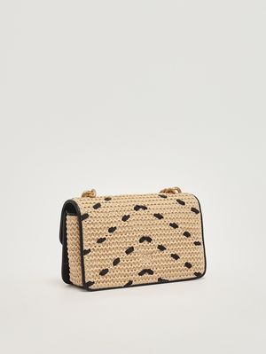 3. Borsa donna Love One Mini light in rafia Paglia-Nero