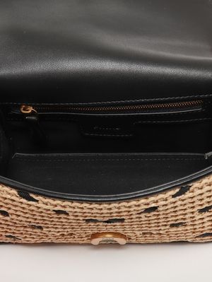 5. Borsa donna Love One Mini light in rafia Paglia-Nero