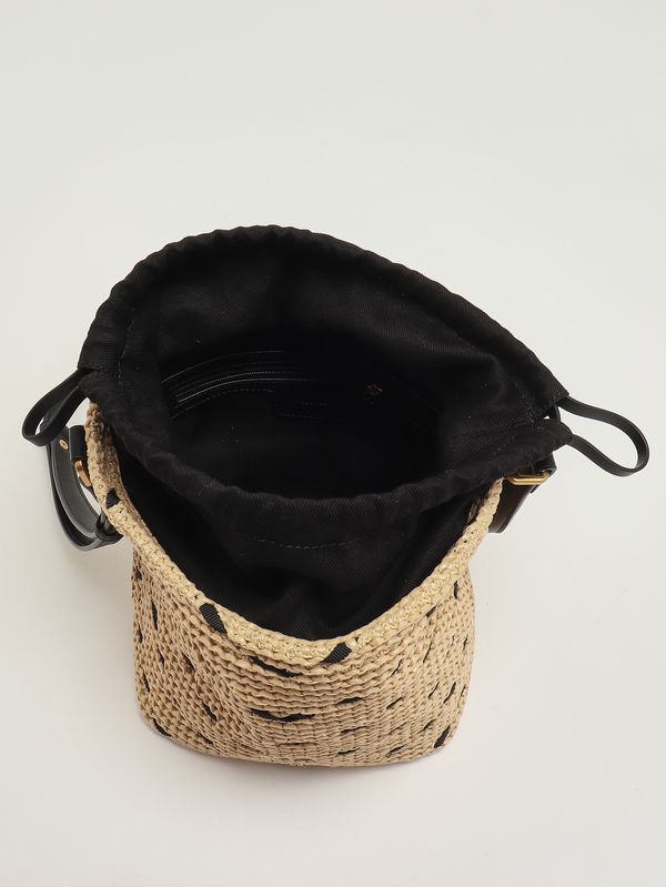 5. Borsa donna Bucket Mini in rafia Paglia-Nero Pinko 106835a391