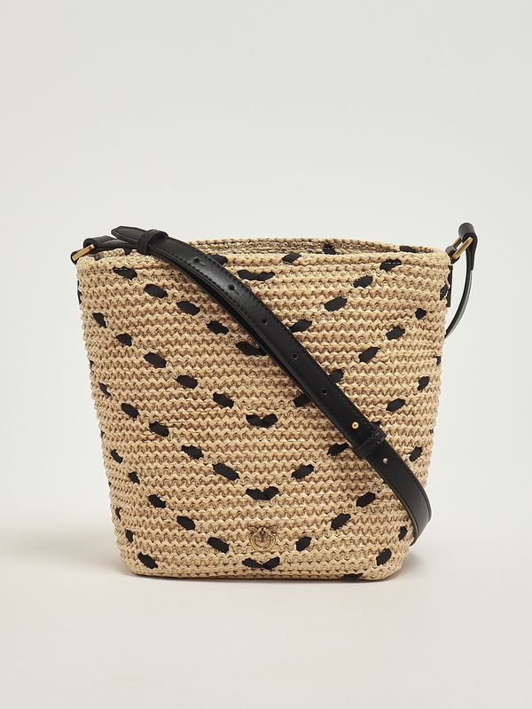 4. Borsa donna Bucket Mini in rafia Paglia-Nero Pinko 106835a391