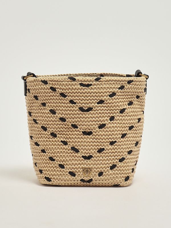 1. Borsa donna Bucket Mini in rafia Paglia-Nero Pinko 106835a391