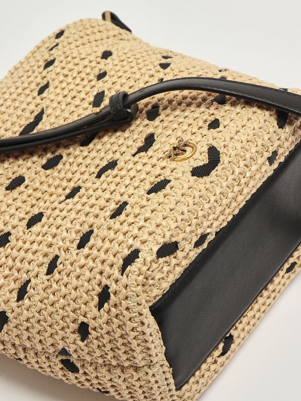 6. Borsa donna Bucket Mini in rafia Paglia-Nero Pinko 106835a391
