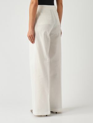 4. Pantalone donna Jacopone in misto lino stretch Bianco