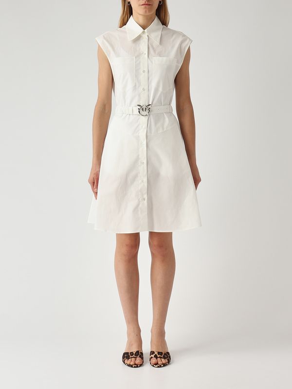 1. Damenkleid Anaceta aus Baumwollpopeline Weiß Pinko 103111a2ld