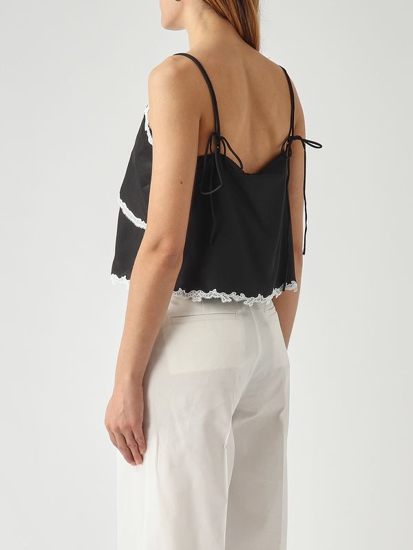 4. Top Canazei para mujer en sarga con efecto seda. Negro-Crema Pinko 106893a3av