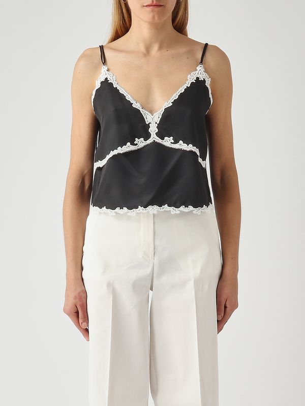 Haut femme Canazei en twill effet soie Noir-Crème Pinko