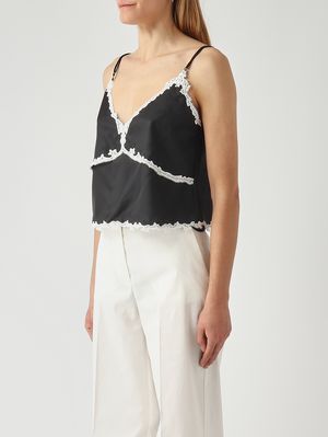 3. Top Canazei para mujer en sarga con efecto seda. Negro-Crema