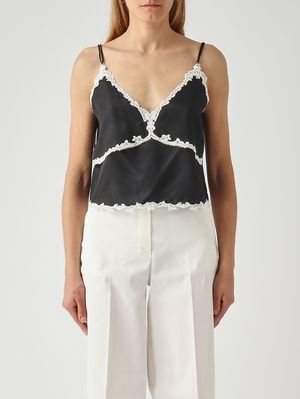 1. Top Canazei para mujer en sarga con efecto seda. Negro-Crema