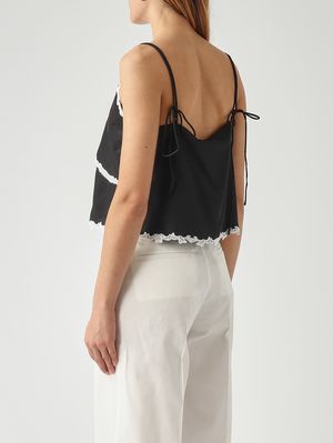 4. Top Canazei para mujer en sarga con efecto seda. Negro-Crema
