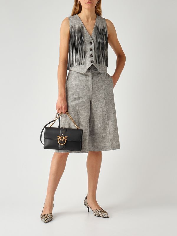 2. Gilet donna Boretto in misto cotone e lino Nero-Bianco Pinko 106965a3as