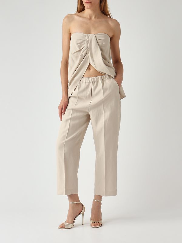 2. Pantalone donna Kenneth in misto lino Beige Liviana Conti l6sm28