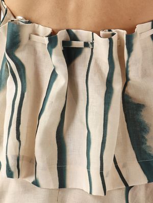 5. Blake women's linen top Beige-Light Blue