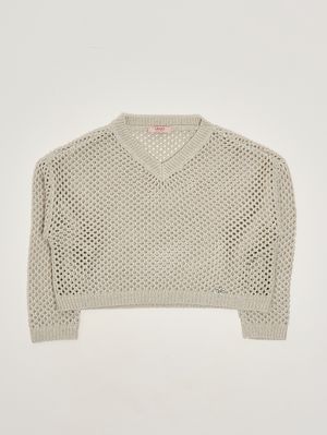 1. Pull pour fille en viscose et lurex Naturel