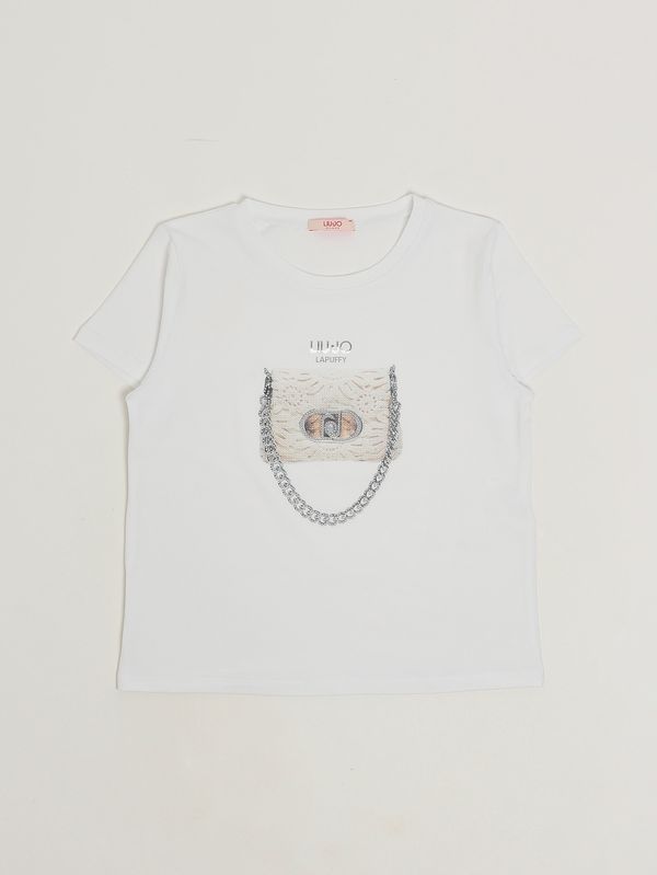 1. Camiseta de niña de algodón elástico Blanco- Bag Liu Jo ga6046js003