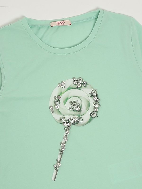 3. T-shirt bambina in cotone stretch Verde Liu Jo ga6112js003