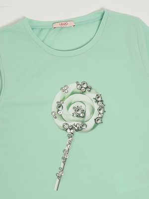 3. T-shirt bambina in cotone stretch Verde