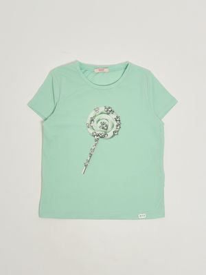 1. T-shirt bambina in cotone stretch Verde