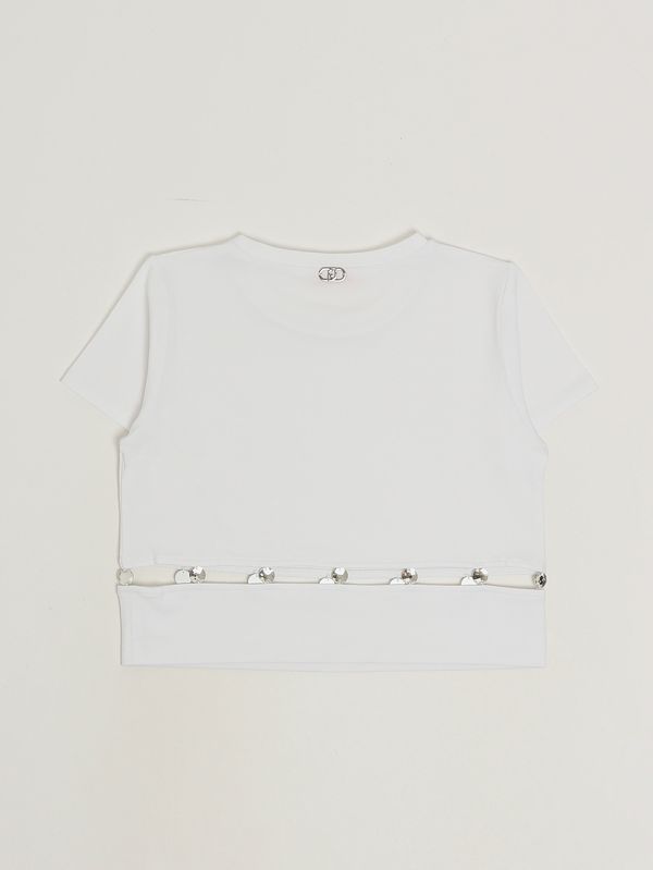2. T-shirt bambina in cotone stretch Bianco Liu Jo ga6166js003