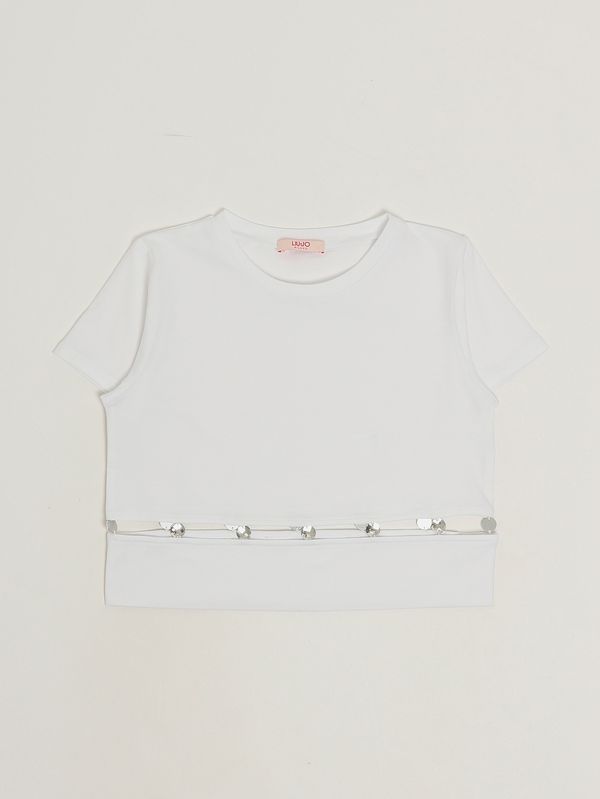 T-shirt bambina in cotone stretch Bianco Liu Jo