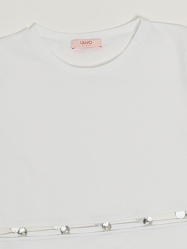 3. T-shirt bambina in cotone stretch Bianco Liu Jo ga6166js003