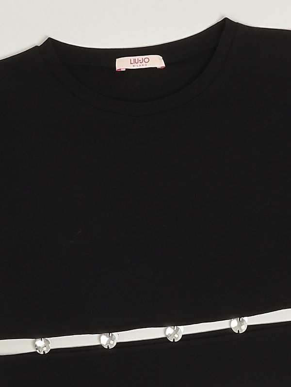 3. T-shirt bambina in cotone stretch Nero Liu Jo ga6166js003