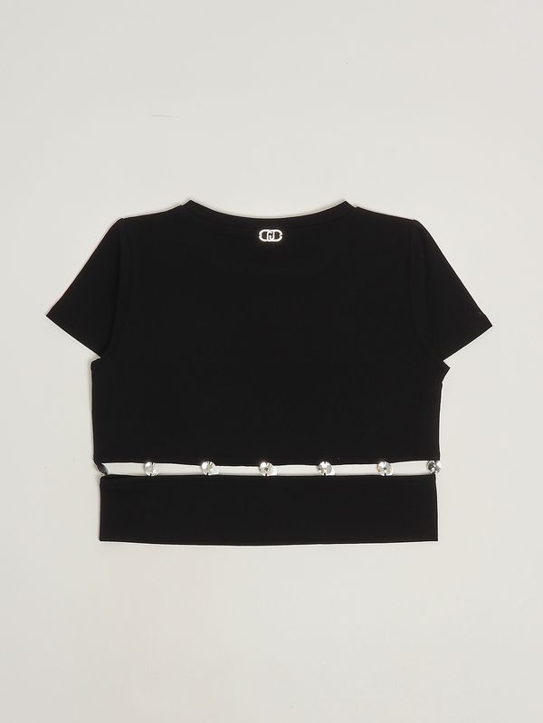 2. T-shirt bambina in cotone stretch Nero Liu Jo ga6166js003
