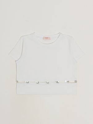 1. T-shirt bambina in cotone stretch Bianco