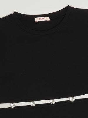 3. T-shirt bambina in cotone stretch Nero