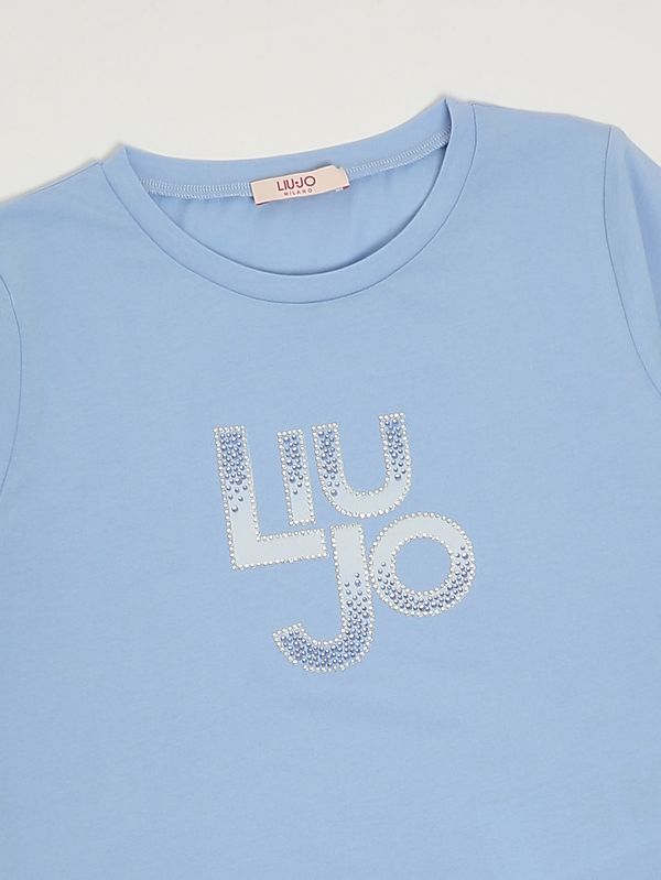 3. T-shirt bambina in cotone stretch Azzurro Liu Jo ga6167js003