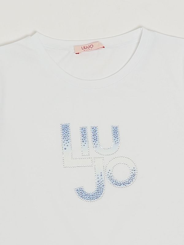 3. T-shirt bambina in cotone stretch Bianco-Azzurro Liu Jo ga6167js003