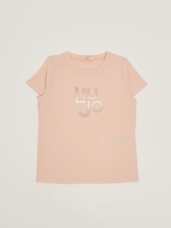 T-shirt bambina in cotone stretch Rosa Liu Jo