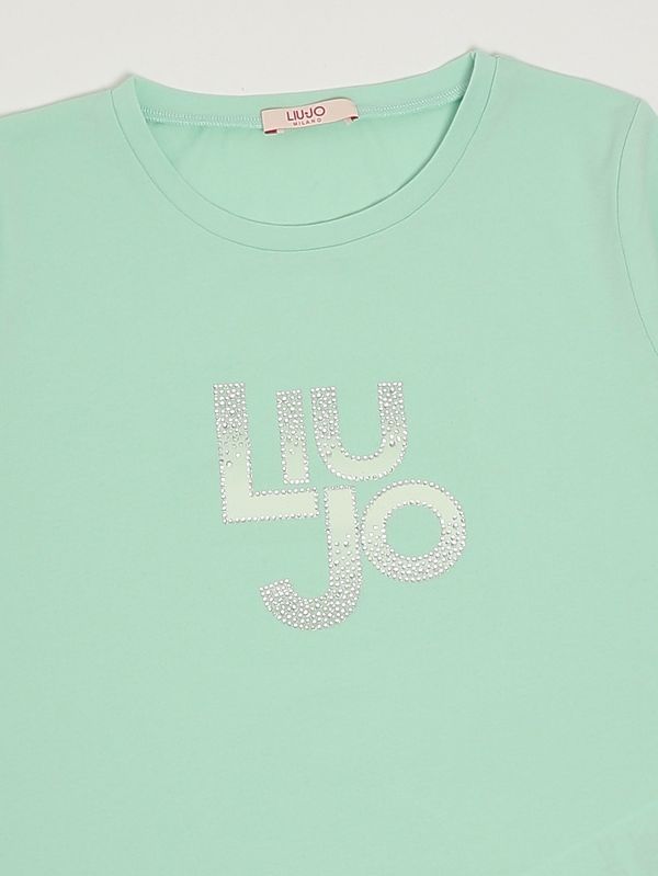 3. T-shirt fille en coton stretch Vert d'eau Liu Jo ga6167js003