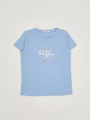 1. T-shirt bambina in cotone stretch Azzurro