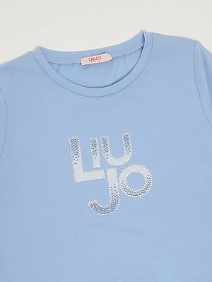 3. T-shirt bambina in cotone stretch Azzurro