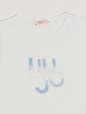 3. T-shirt fille en coton stretch Blanc-Bleu