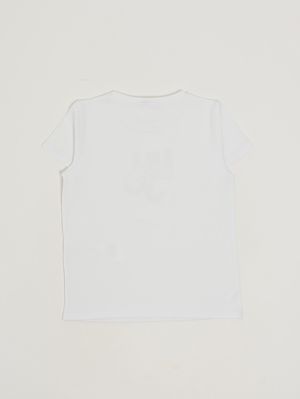2. T-shirt fille en coton stretch Blanc-Bleu