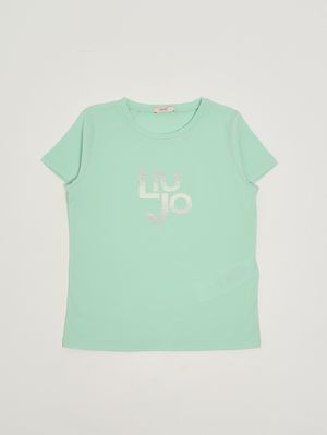 1. T-shirt fille en coton stretch Vert d'eau